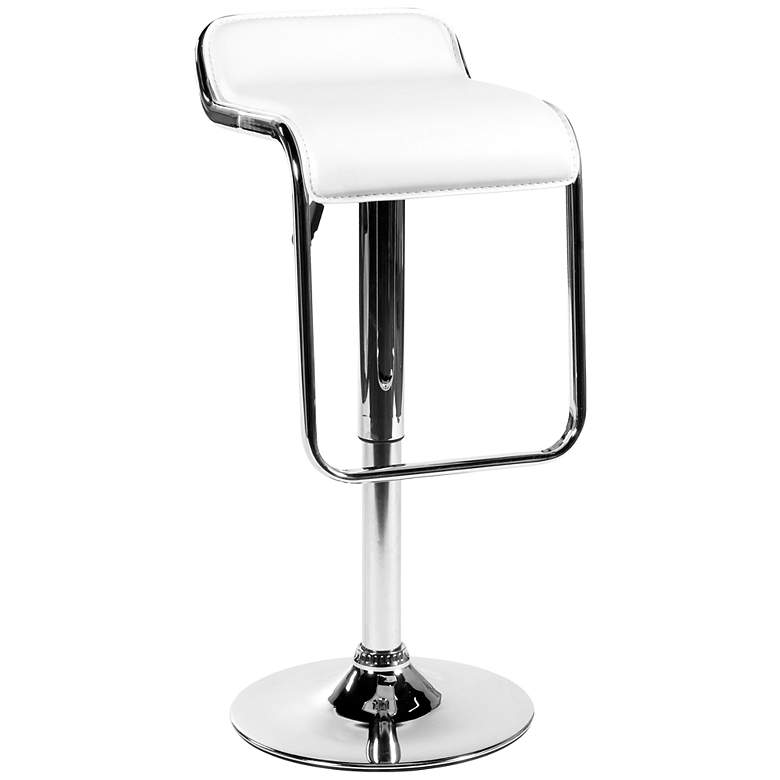 Image 1 Furgus White Faux Leather Adjustable Swivel Bar Stool