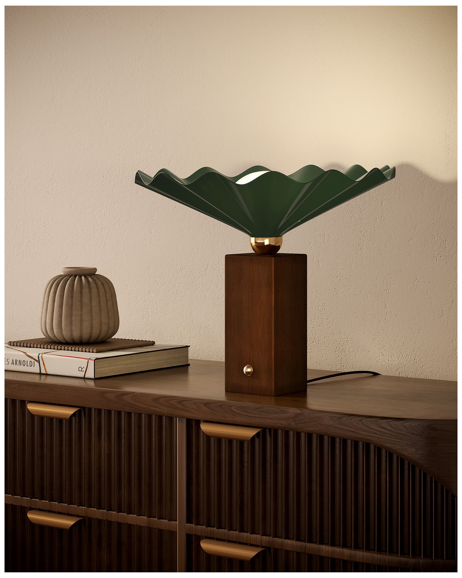 Image 7 Furrow 14-in Pine Green Table Lamp more views