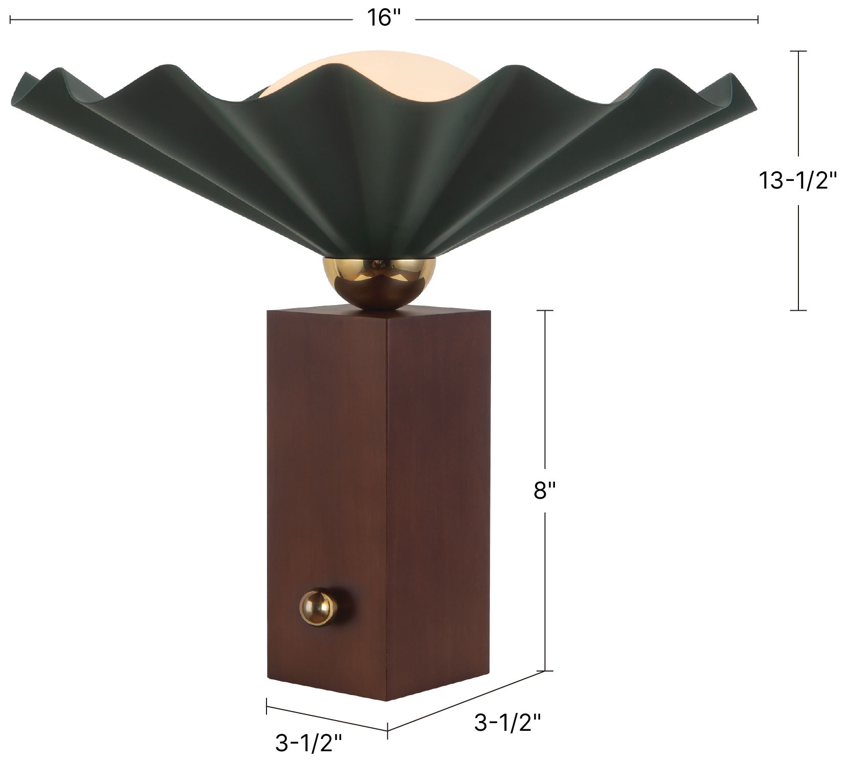 Furrow 14-in Pine Green Table Lamp