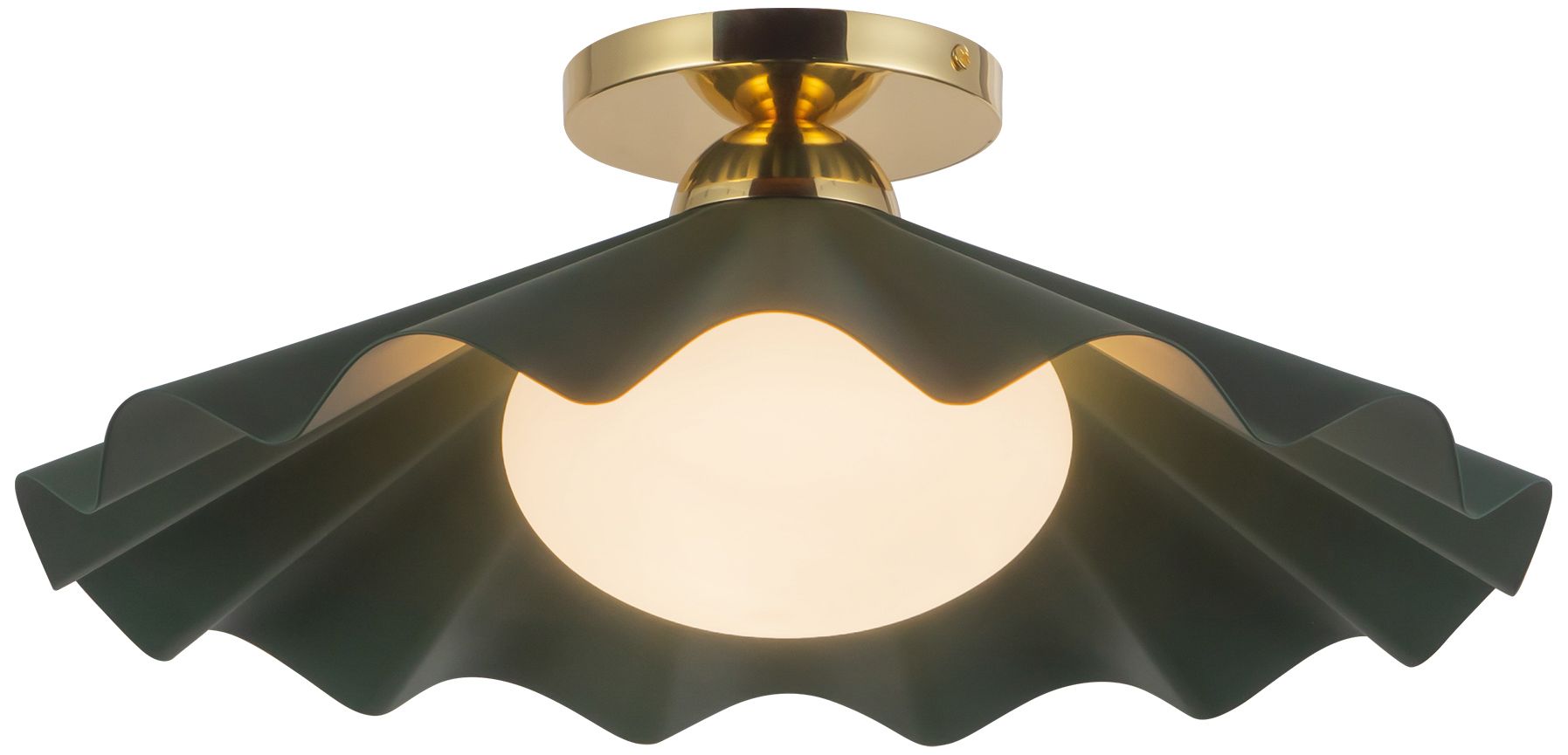 Image 3 Furrow 16-in Pine Green Semi-Flush Mount more views