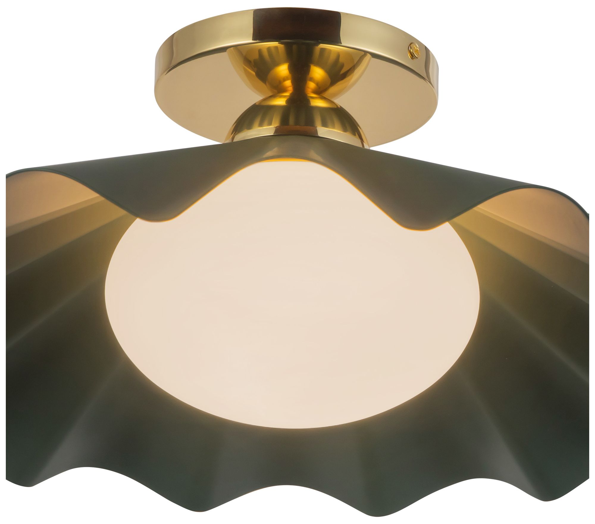 Image 4 Furrow 16-in Pine Green Semi-Flush Mount more views