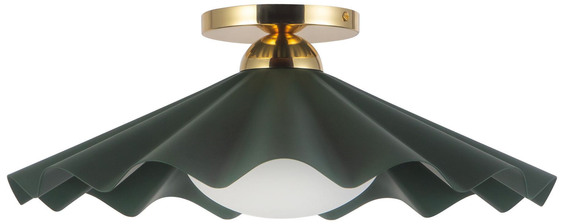 Image 6 Furrow 16-in Pine Green Semi-Flush Mount more views