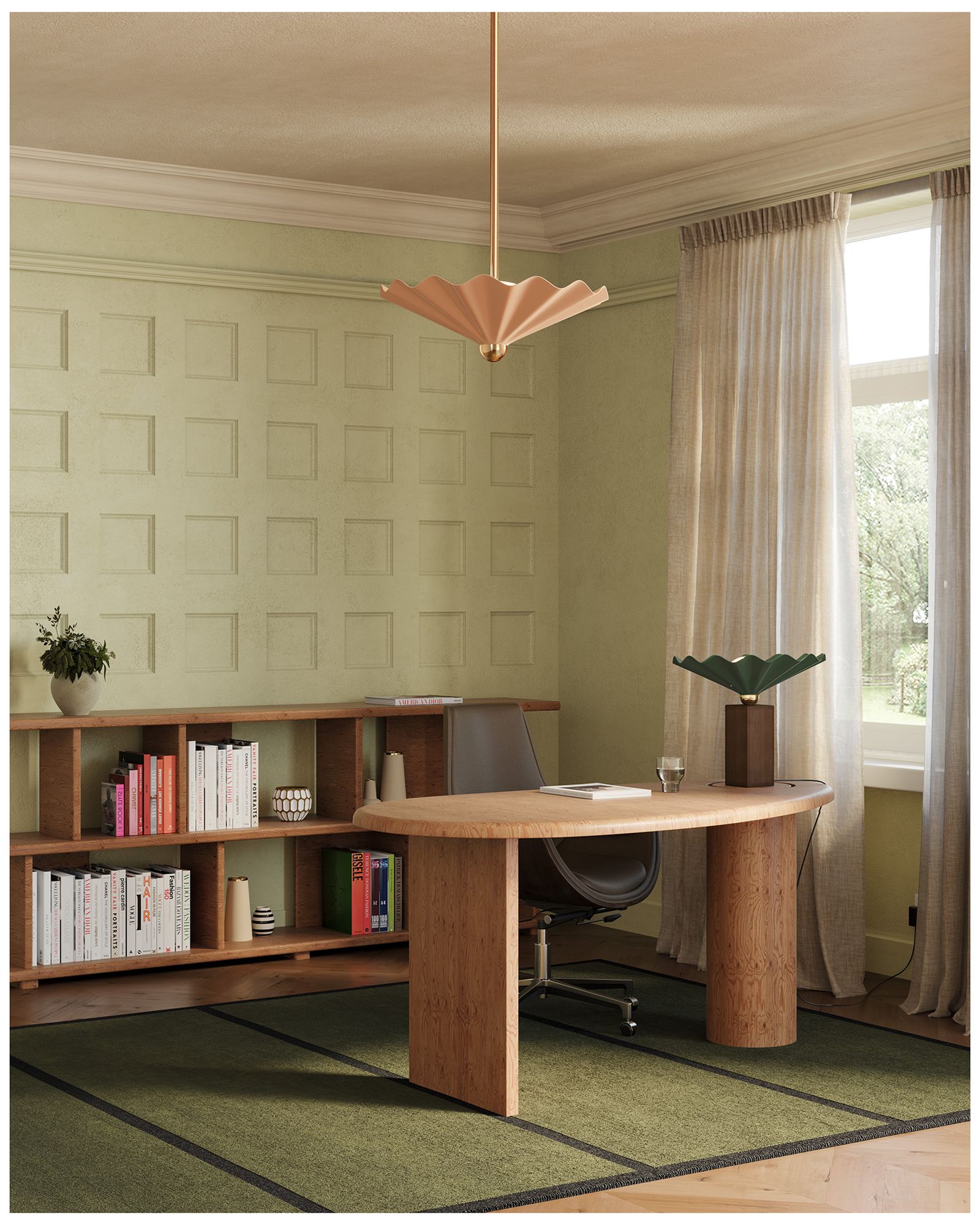 Image 7 Furrow 16-in Pink dimmable LED Pendant more views