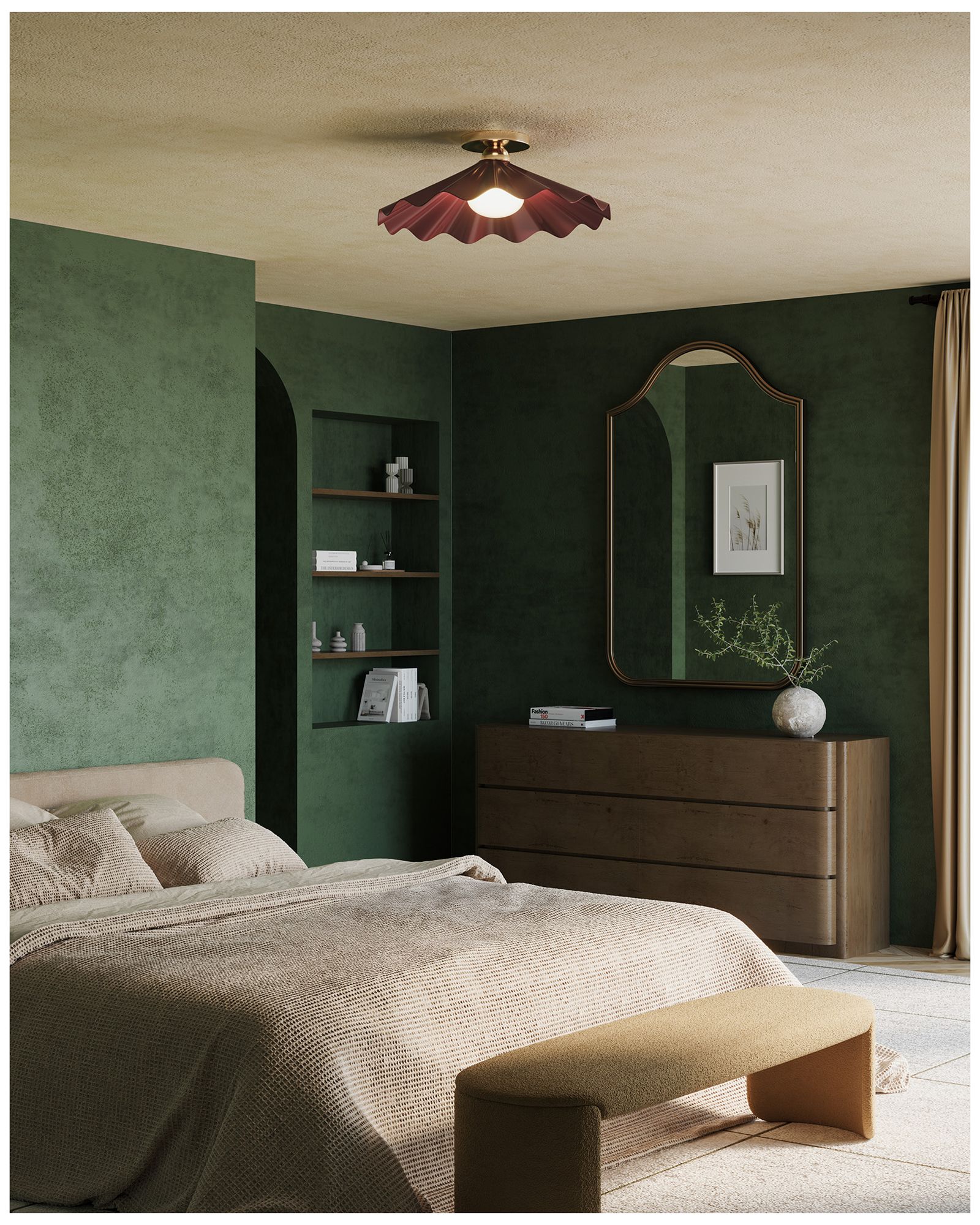 Image 7 Furrow 25-in Burgundy Semi-Flush Mount more views