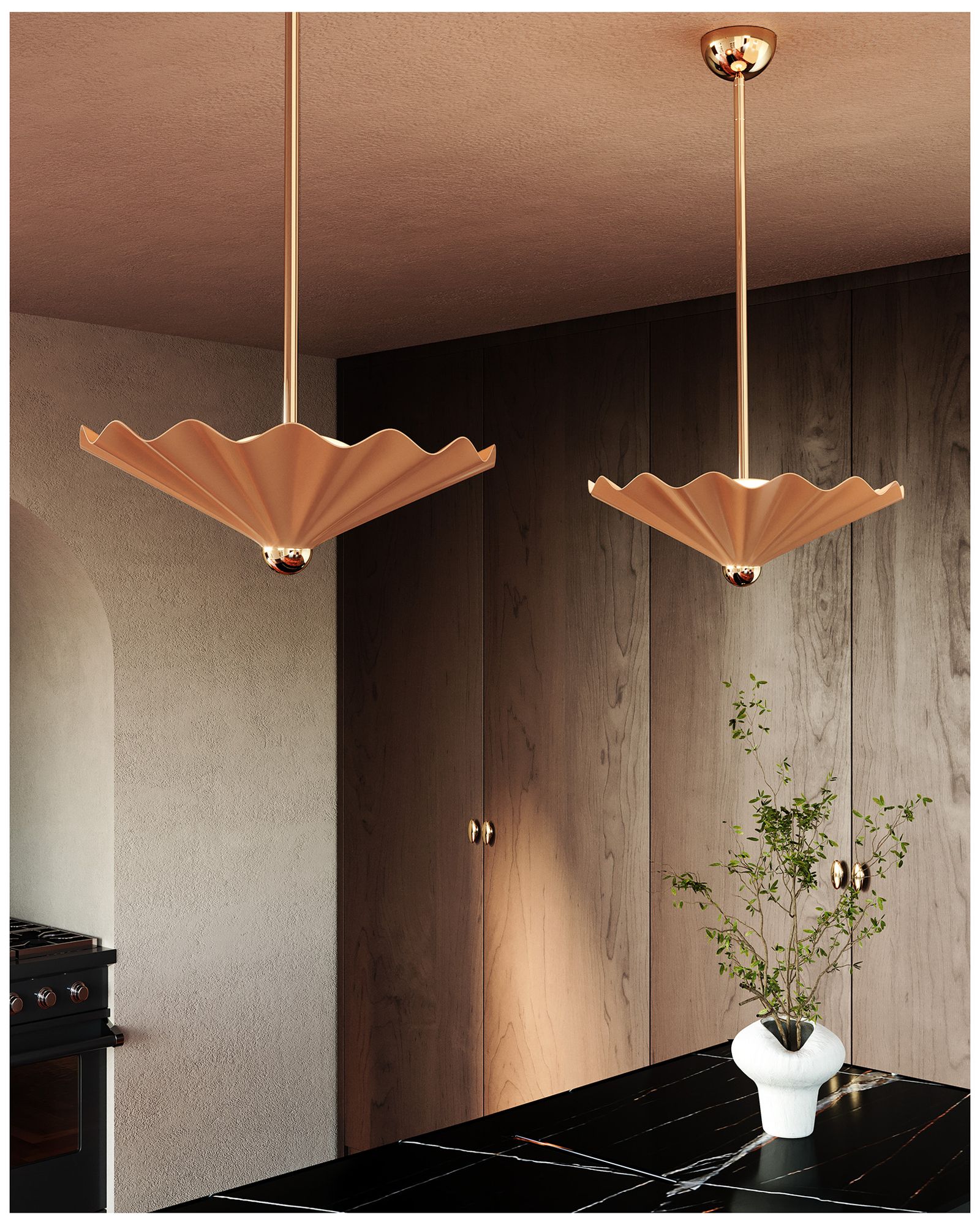 Image 7 Furrow 25-in Pink dimmable LED Pendant more views