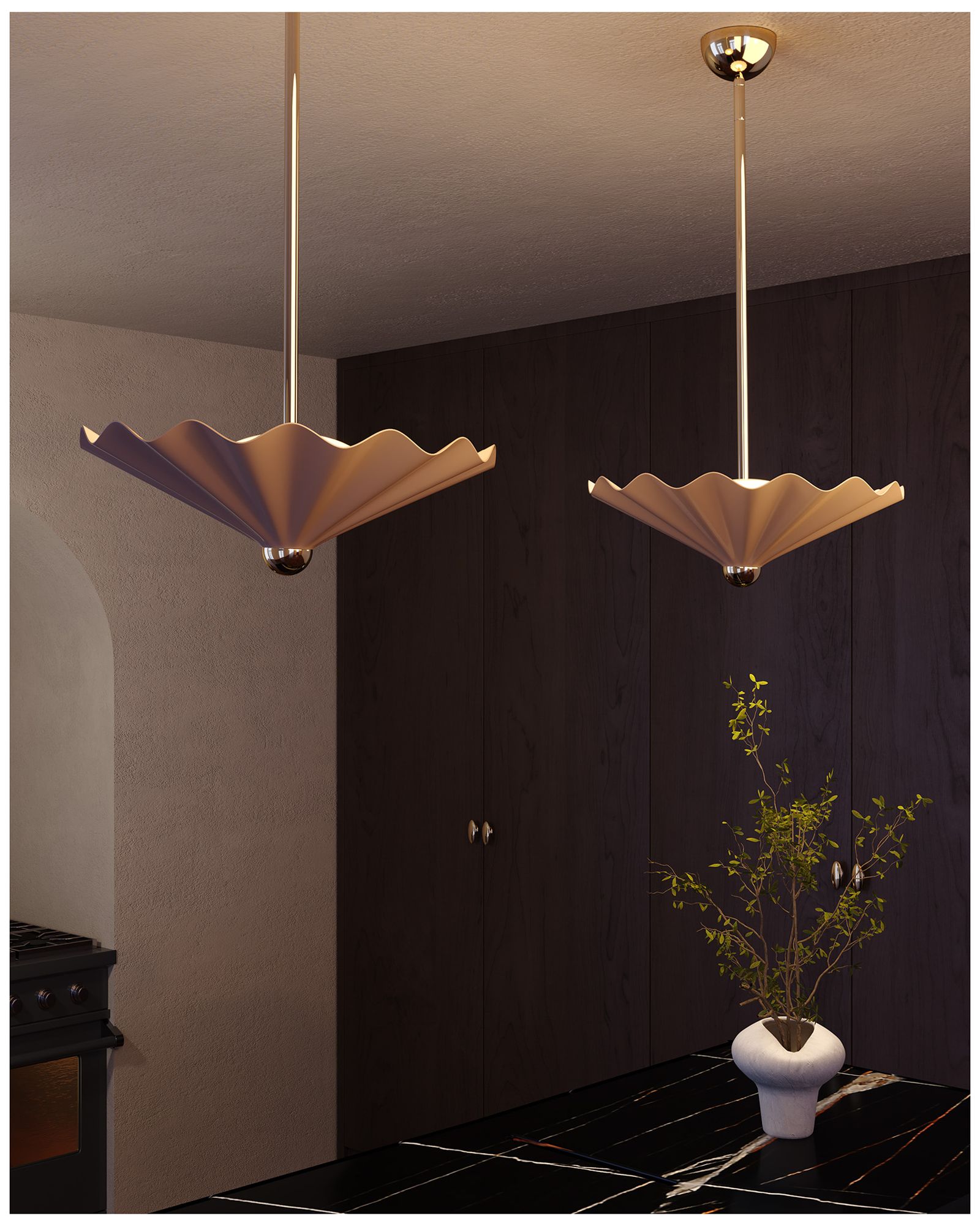 Furrow 25-in Pink dimmable LED Pendant