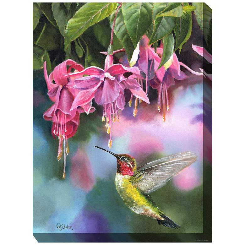Image 1 Fuschia & Hummer Outdoor Canvas Art