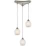 Fusion 10" Wide 3-Light Pendant - Satin Nickel with White Mosaic