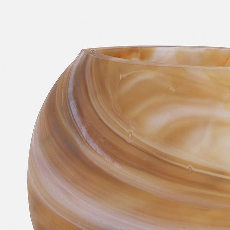 Image 6 Fusion 10"W Swirled Caramel Ivory Tan Glass Vases Set of 2 more views