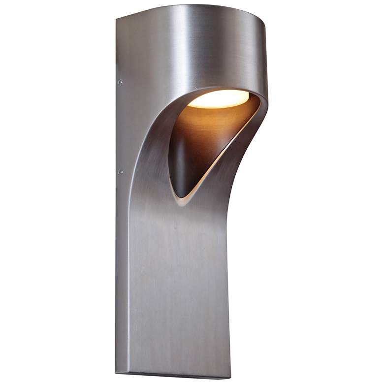Image 1 Fusion 15" High Satin Aluminum LED Pocket Outdoor Wall Light