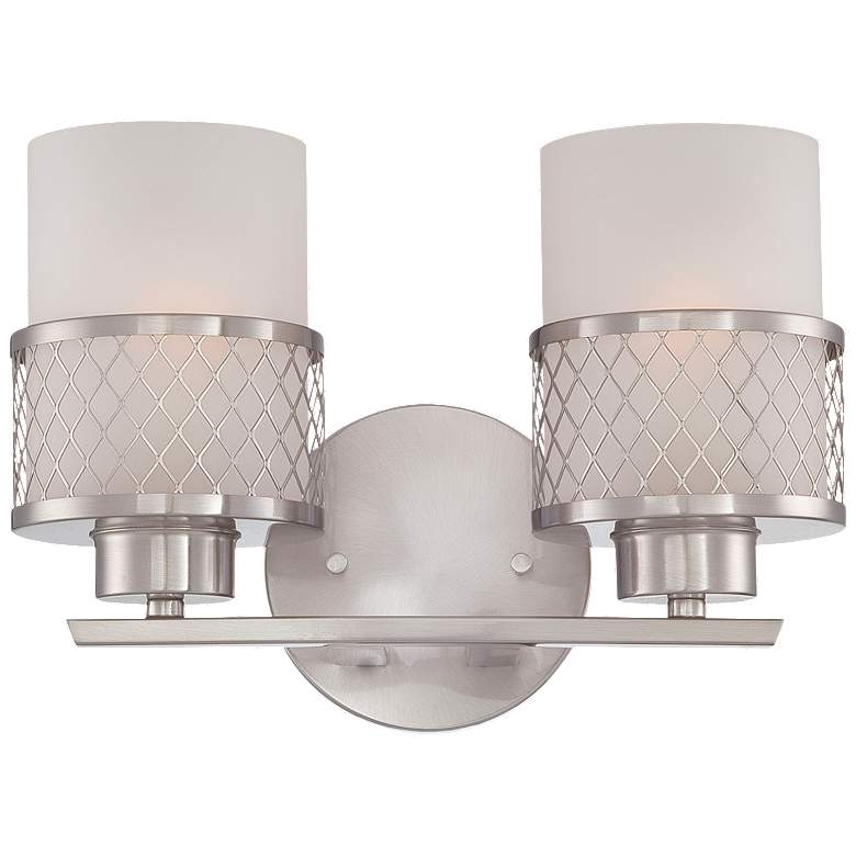 Image 1 Fusion; 2 Light; Vanity Fixture with Frosted Glass