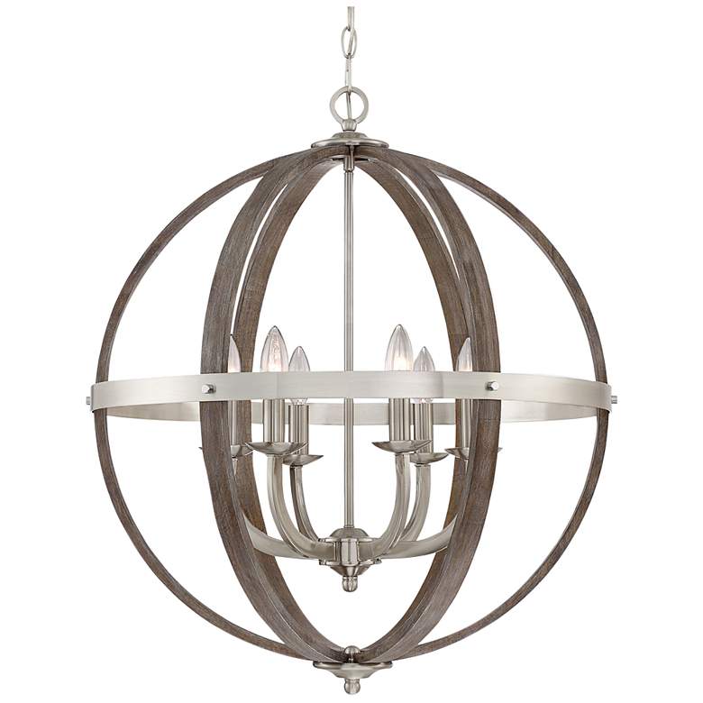 Image 1 Fusion 24 1/2 inch Wide Brushed Nickel 6-Light Orb Chandelier