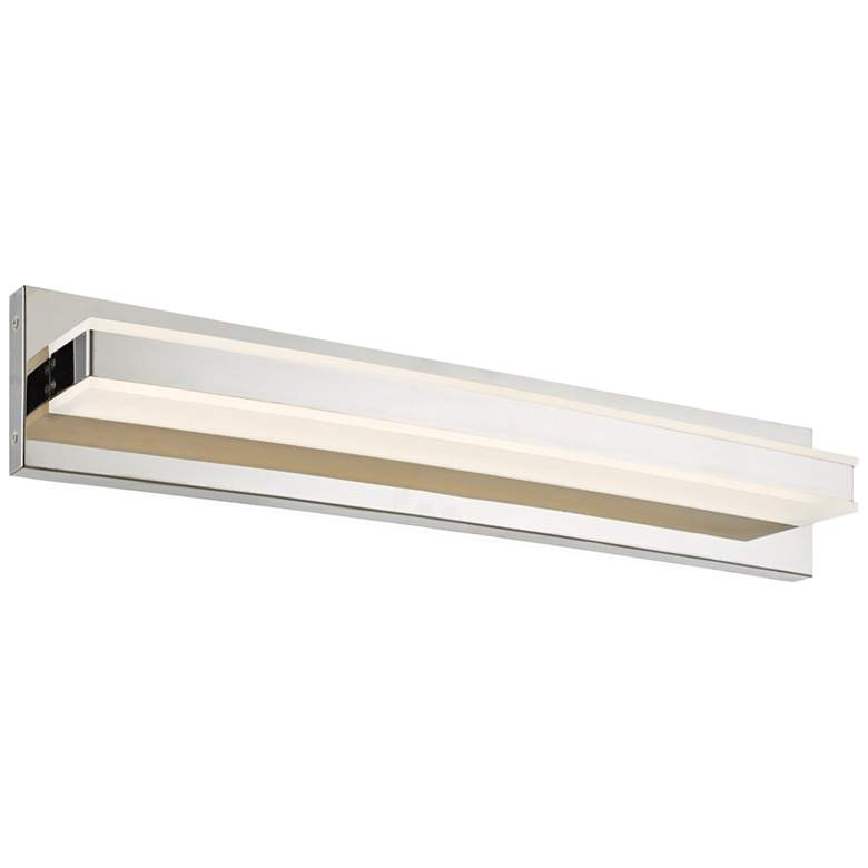 Image 2 Fusion 24 inch Wide Chrome Metal Rectangular Modern LED Bath Light