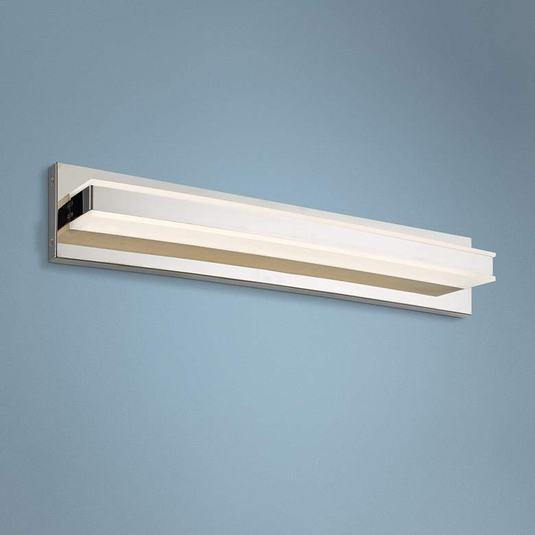 Image 1 Fusion 24" Wide Chrome Metal Rectangular Modern LED Bath Light