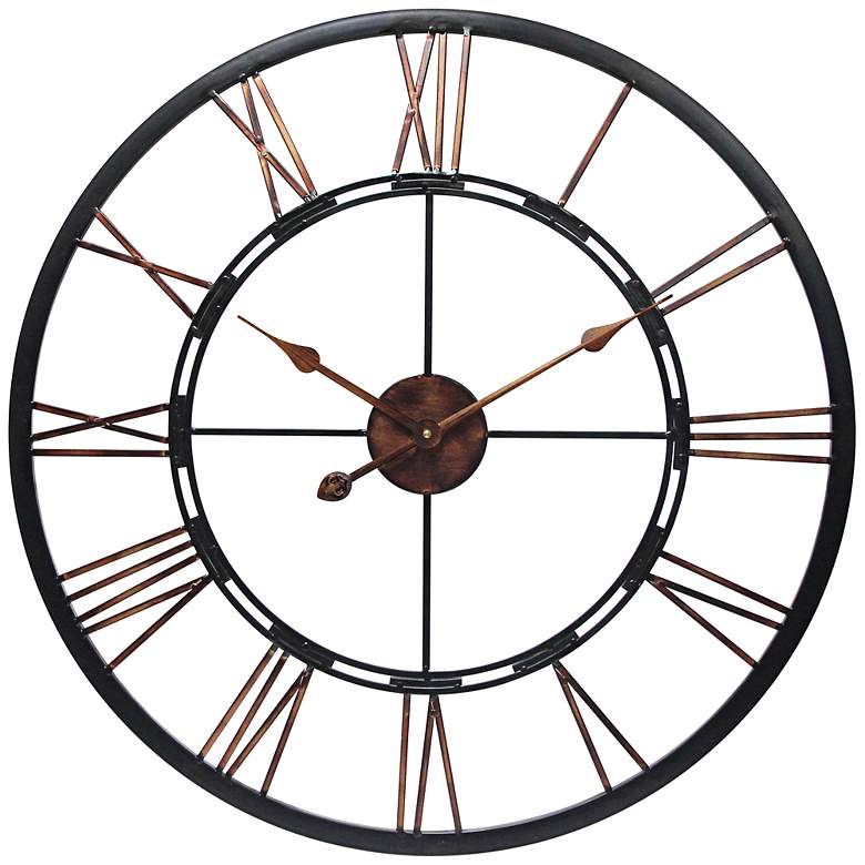 Image 1 Fusion 28 inch Rustic Brass Wall Clock