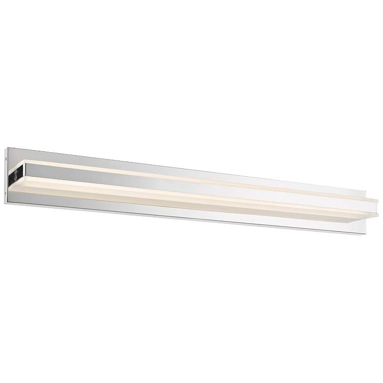 Image 1 Fusion 36" Wide Chrome Metal Rectangular LED Modern Bath Light