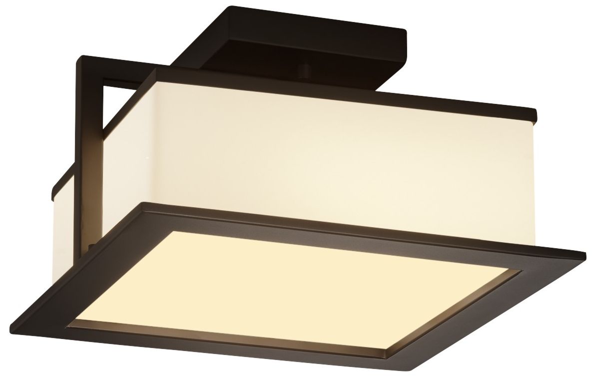 Fusion 6" Wide Dark Bronze Outdoor Flush-Mount with Opal Shade