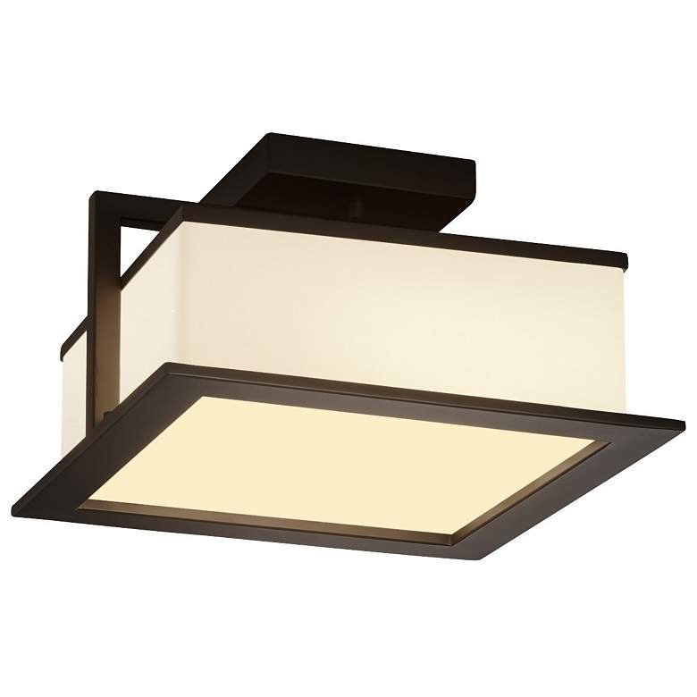 Image 1 Fusion 6" Wide Dark Bronze Outdoor Flush-Mount with Opal Shade