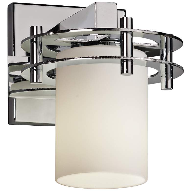 Image 1 Fusion 8 1/4" High Opal Glass Polished Chrome Wall Sconce