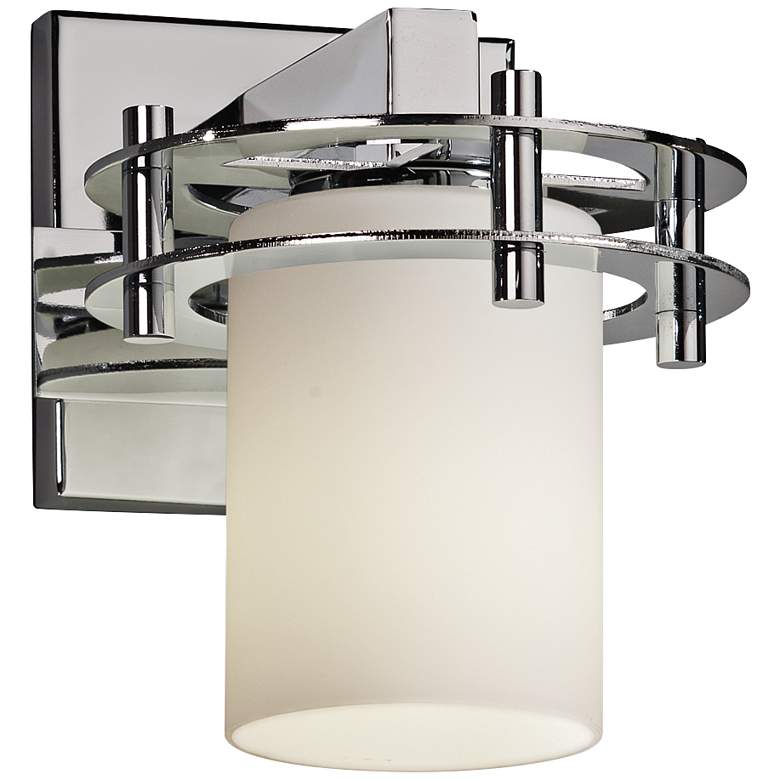 Image 1 Fusion 8 1/4 inch High Opal Glass Polished Chrome Wall Sconce