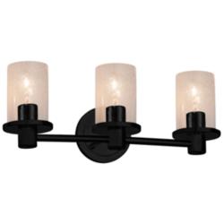 Fusion 8" High 3-Light Matte Black Bath/Vanity with Seeded Shade