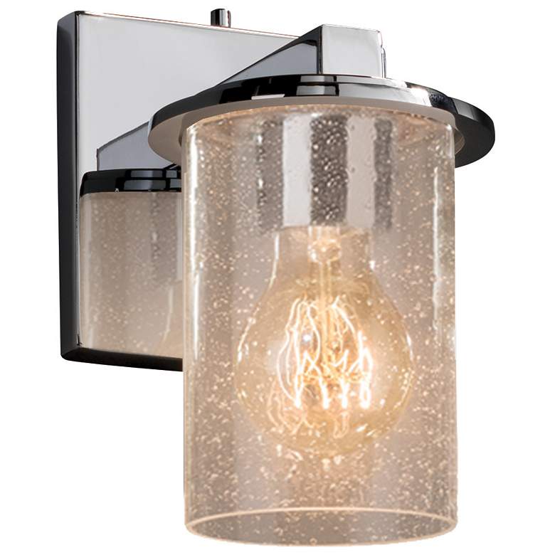 Image 1 Fusion 8" High Polished Chrome Wall Sconce with Seeded Shade