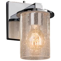 Fusion 8" High Polished Chrome Wall Sconce with Seeded Shade