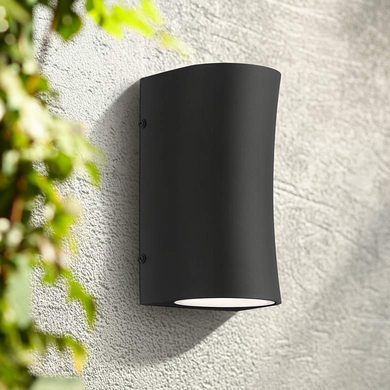 Image 1 Fusion 8" High Textured Black LED Outdoor Wall Light