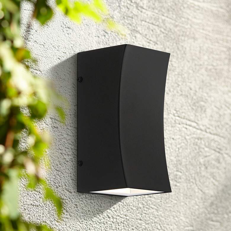 Image 1 Fusion 8"H Textured Black LED Up and Down Outdoor Wall Light