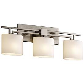 Image1 of Fusion Aero 26.5" Wide 3-Light LED Nickel and Opal Oval Glass Bath Bar