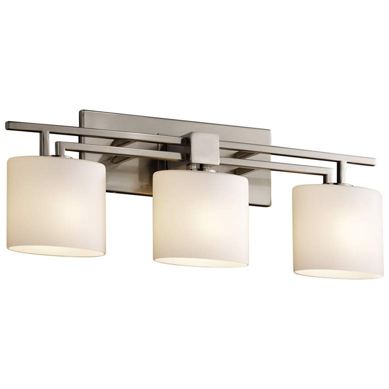Image 1 Fusion Aero 26.5" Wide 3-Light LED Nickel and Opal Oval Glass Bath Bar