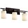 Fusion - Aero 3-Light Cylinder Bath Bar - Flat Rim - Opal - Matte Black