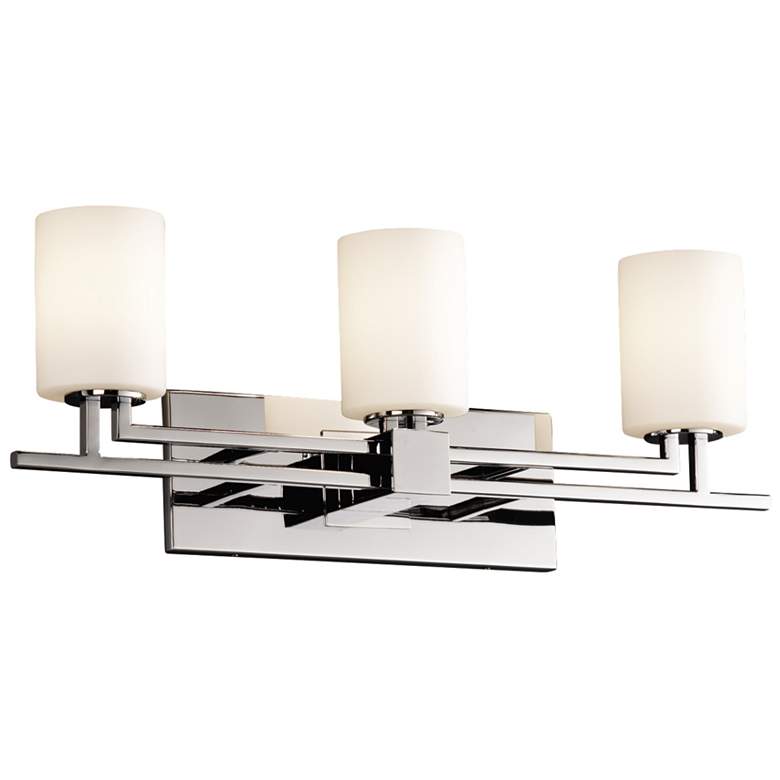Image 1 Fusion - Aero 3-Light LED Cylinder Bath Bar - Flat Rim - Opal - Chrome