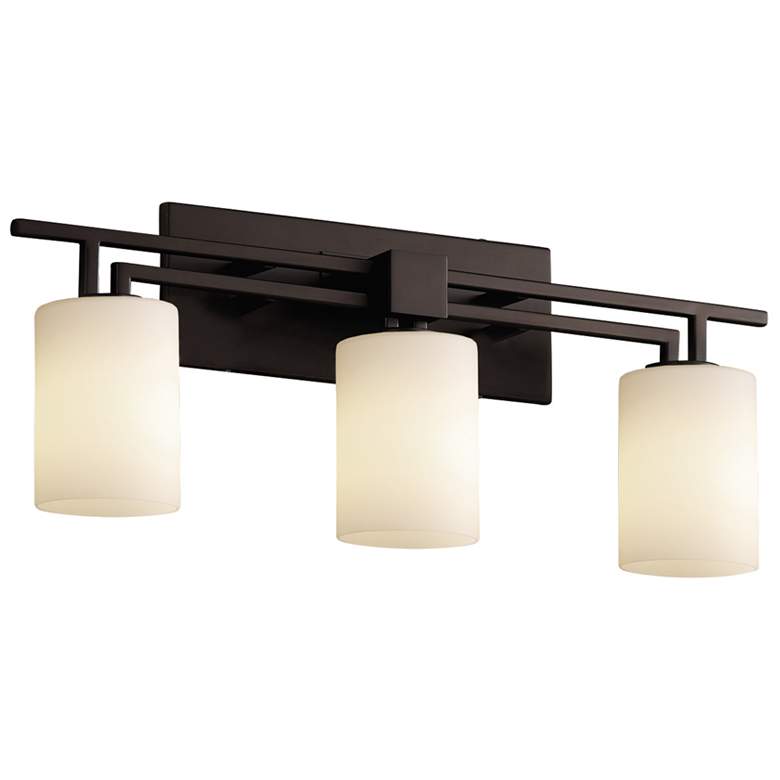 Image 1 Fusion - Aero 3-Light LED Cylinder Bath Bar - Flat Rim - Opal - Matte Black