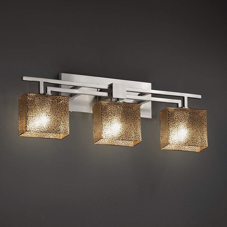 Image 1 Fusion - Aero 3-Light LED Rectangular Bath Bar - Glass - Nickel