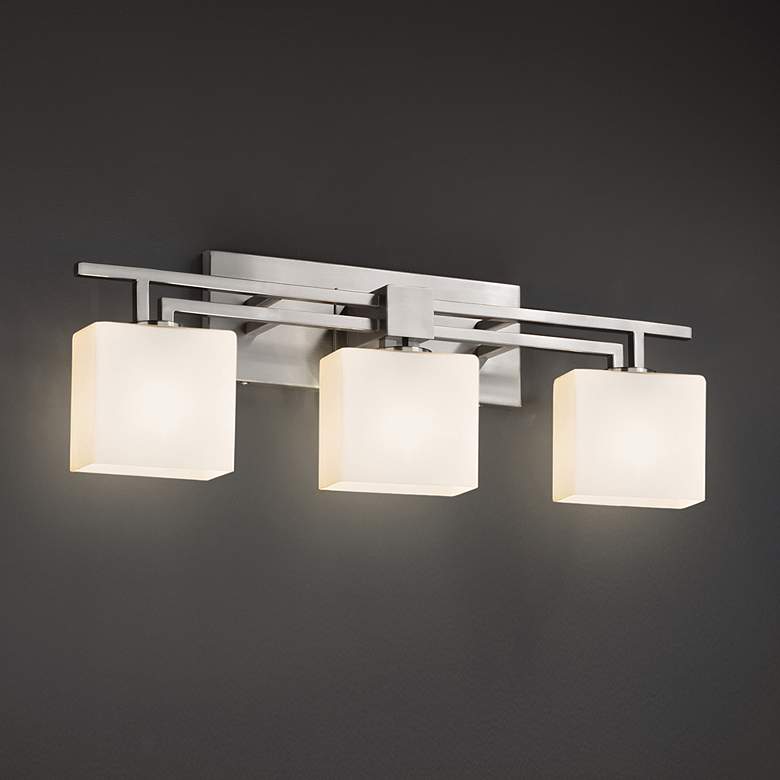 Image 1 Fusion - Aero 3-Light LED Rectangular Bath Bar - Opal - Nickel