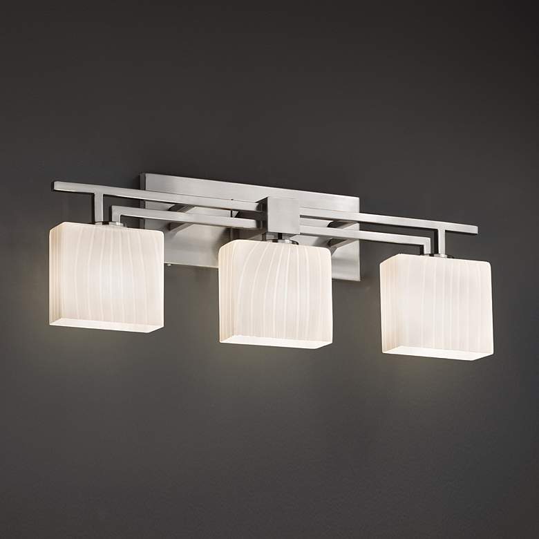 Image 1 Fusion - Aero 3-Light LED Rectangular Bath Bar - Ribbon - Nickel
