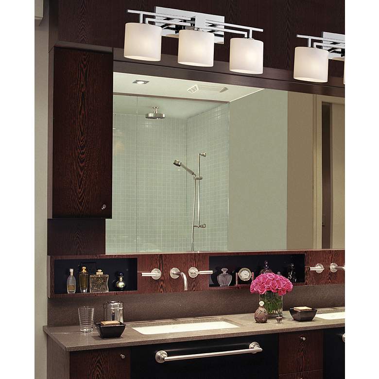 Image 3 Fusion - Aero 3-Light LED Rectangular Bath Bar - Weave - Nickel more views