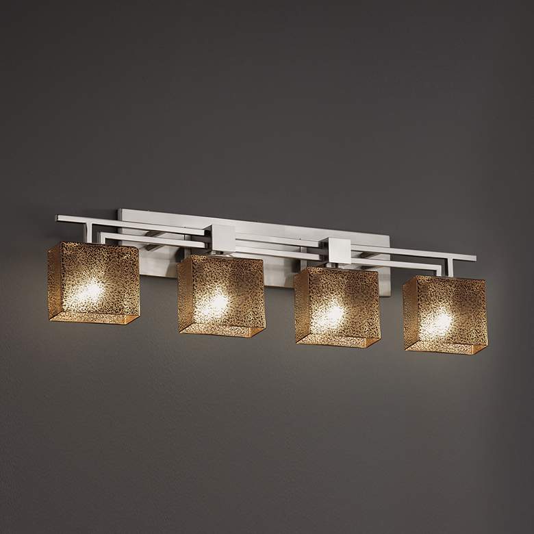 Image 1 Fusion - Aero 4-Light Rectangular Bath Bar - Glass - Nickel