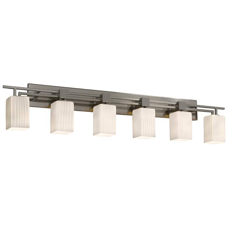 Image 2 Fusion - Aero 6-Light Square Bath Bar - Flat Rim Shade - Ribbon - Nickel