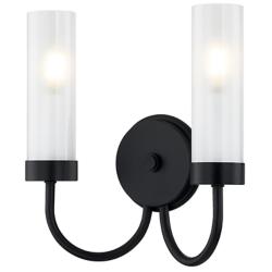 Fusion Anchor 12" High Matte Black 2-Light ADA Wall Sconce