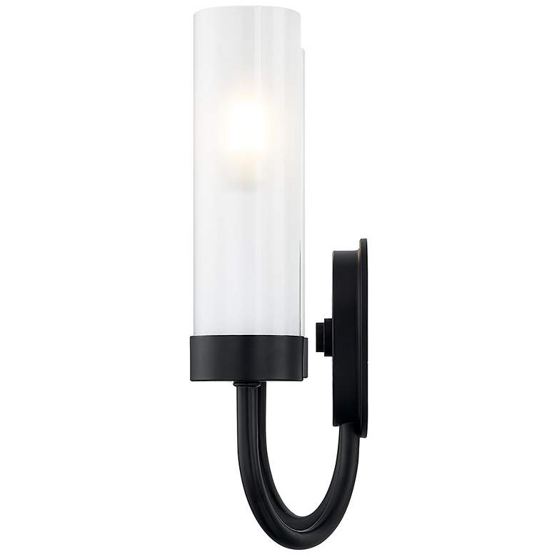 Image 6 Fusion Anchor 12" High Matte Black ADA Wall Sconce With Clear Frosted more views