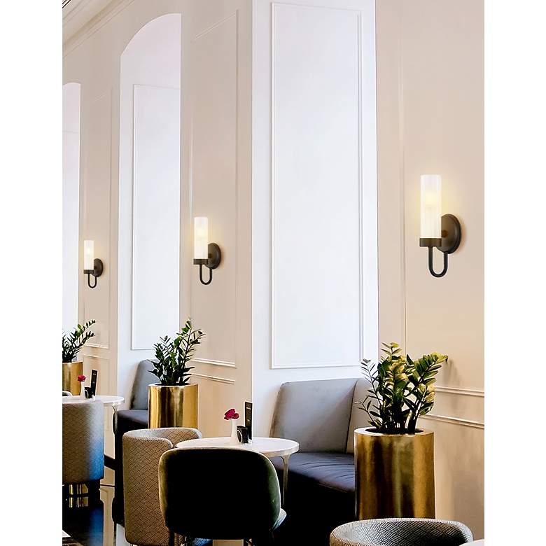 Image 7 Fusion Anchor 12" High Matte Black ADA Wall Sconce With Clear Frosted more views