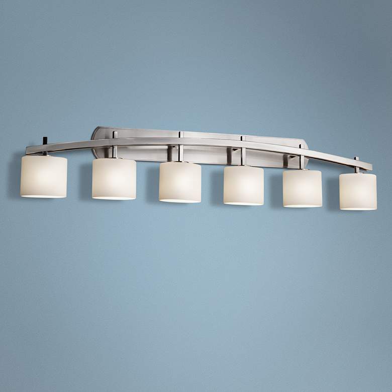 Image 1 Fusion Archway 56 1/2"W Brushed Nickel 6-Light Bath Light