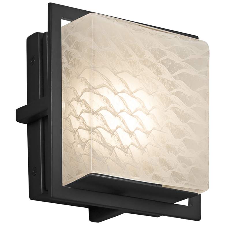 Image 1 Fusion Avalon 6 1/2 inch High Black Weave LED Outdoor Wall Light