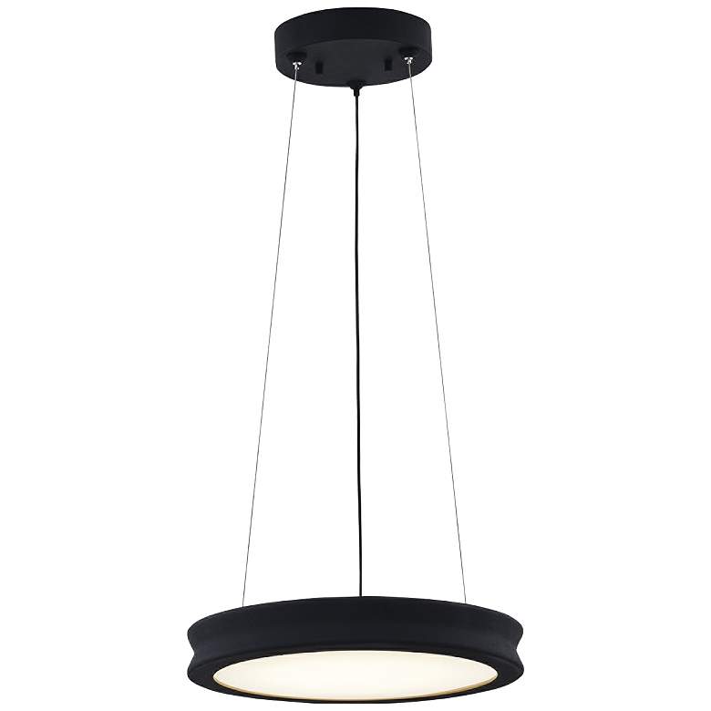 Image 2 Fusion Bevel 16" Wide Matte Black Modern LED Pendant Light