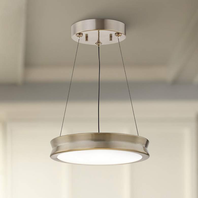 Image 1 Fusion™ Bevel 8 1/2"W Brushed Brass LED Mini Pendant