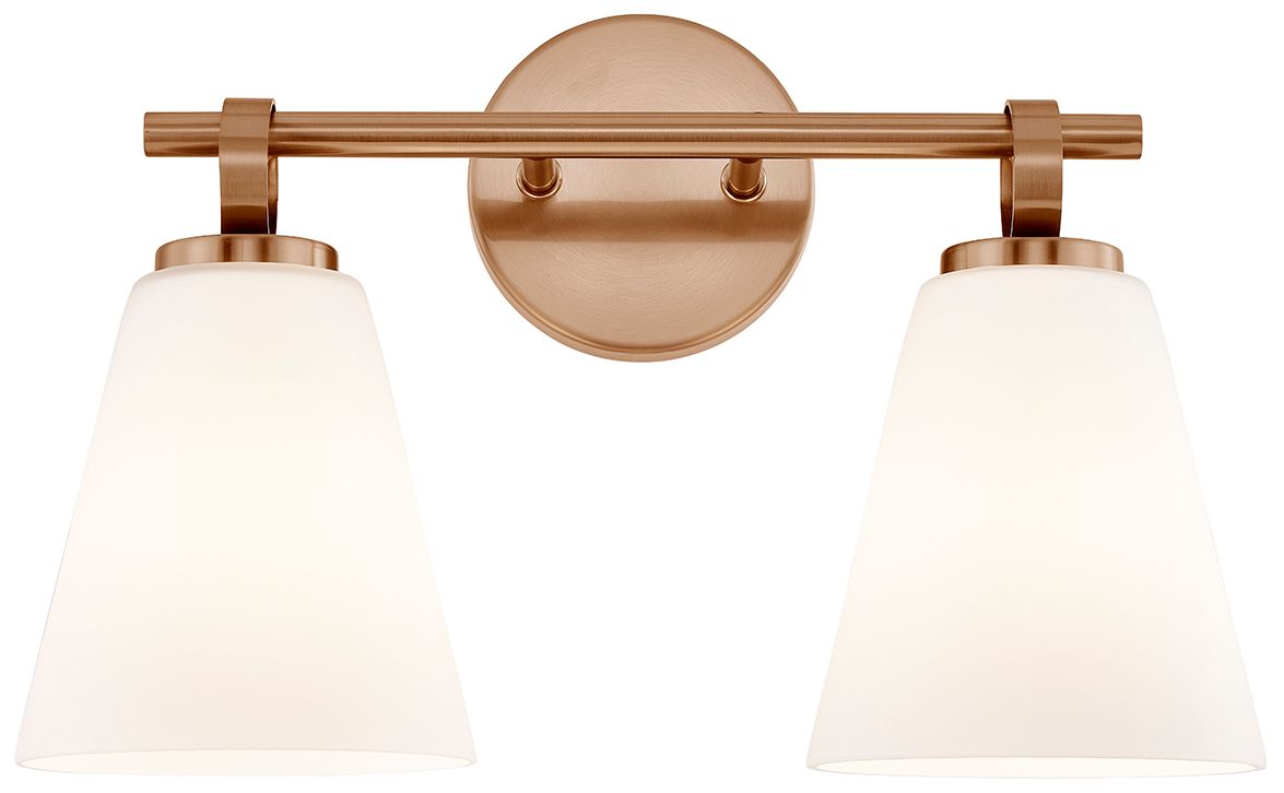 Fusion Bolzano 16" Wide 2-Light Brushed Brass, Opal Bath/Vanity