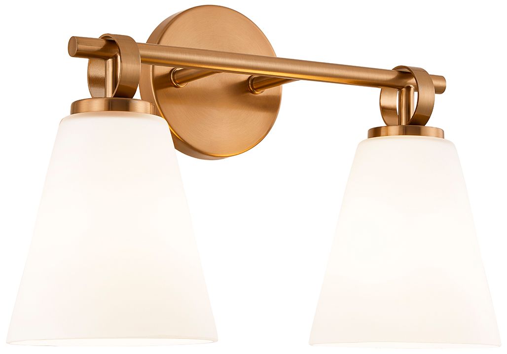 Image 3 Fusion Bolzano 16" Wide 2-Light Brushed Brass, Opal Bath/Vanity more views