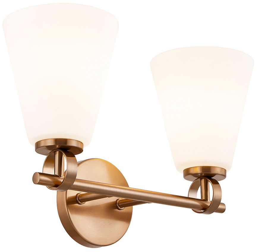 Image 5 Fusion Bolzano 16" Wide 2-Light Brushed Brass, Opal Bath/Vanity more views